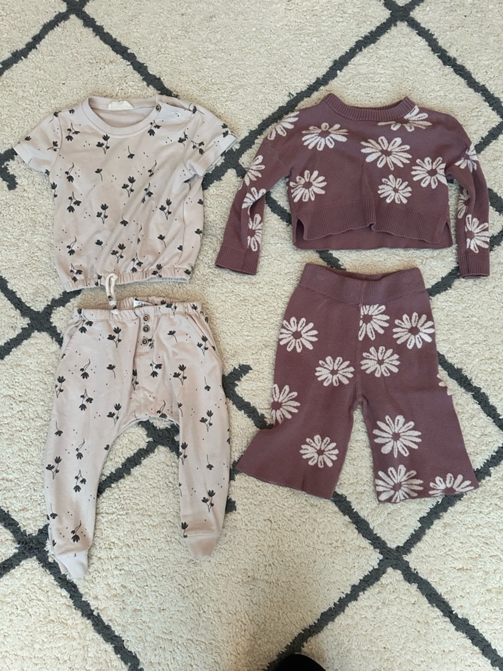 Toddler girl floral matching set outfits
